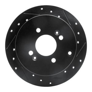 Dodge Attitude Brake Rotor (1) - Rear Right - R1 Concepts - Drilled & Slotted - Black - `06-`12